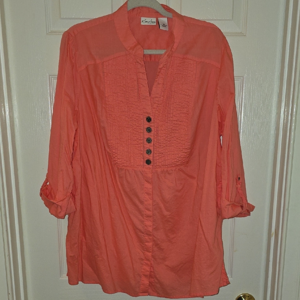 Kim Rogers‎ Coral Button-Front Blouse